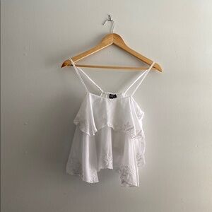 J. Crew White Ruffled Asymmetrical Camisole
